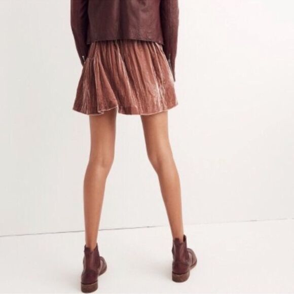 NWT Madewell Pink Velvet Pleated Mini Skirt size 0 XS NEW - Picture 3 of 8